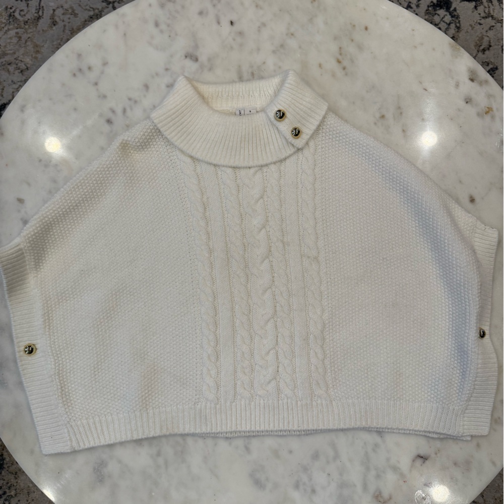 Janie and Jack White Knit Sweater with Button Accents